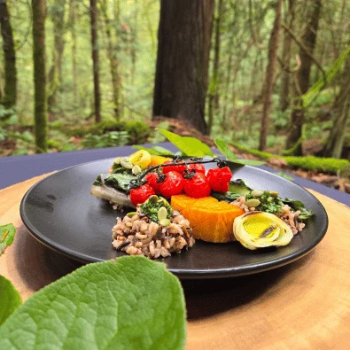 Butternut Squash Plate with Wild Rice and Beautiful Charred Tomatoes